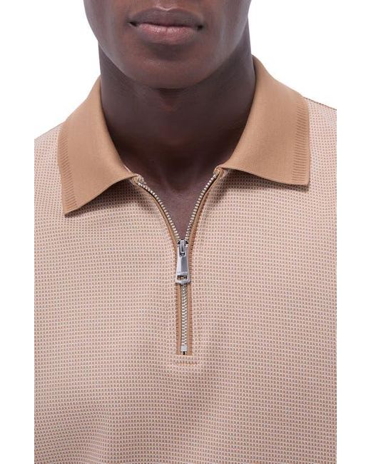 Bugatchi Blue Contrast Trim Zip Polo for men