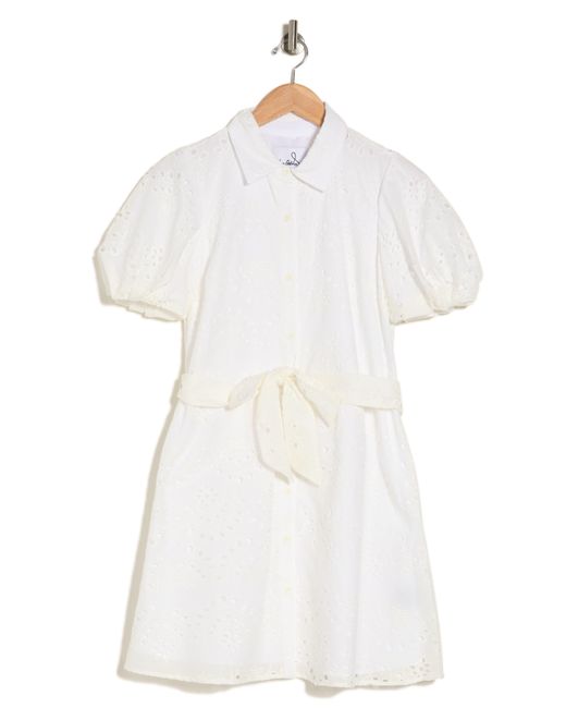 Sam Edelman White High Neck Embroidered Dress