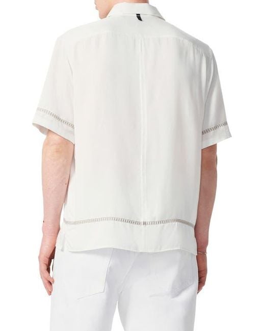 Rag & Bone White Dalton Embroidered Short Sleeve Button-Up Shirt for men