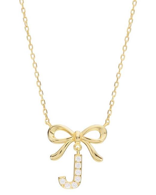 ATHRA LUXE Metallic Cubic Zirconia Bow Initial Pendant Necklace