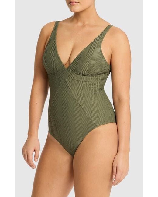 Sea Level Green Caracus Textured One-Piece Swimsuit