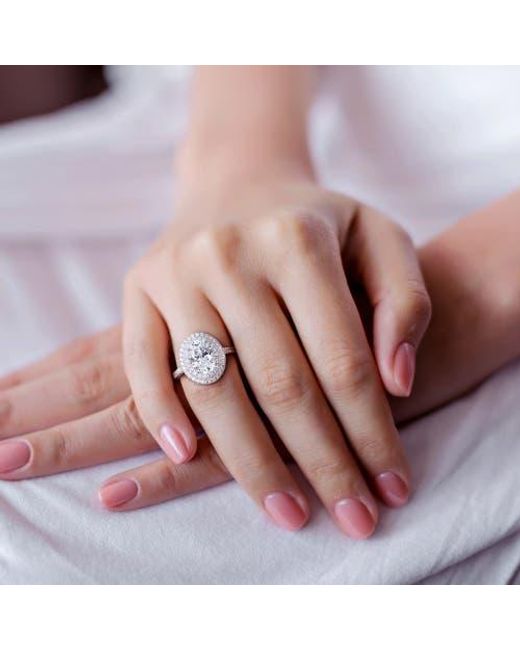 Julianna B Metallic 2-1/2 Ctw Lab-Grown Diamond Double Halo Ring 14K