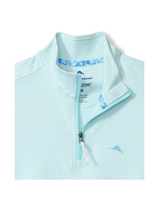 Tommy Bahama Blue Costa Wave Islandzone Seersucker Half Zip Pullover for men