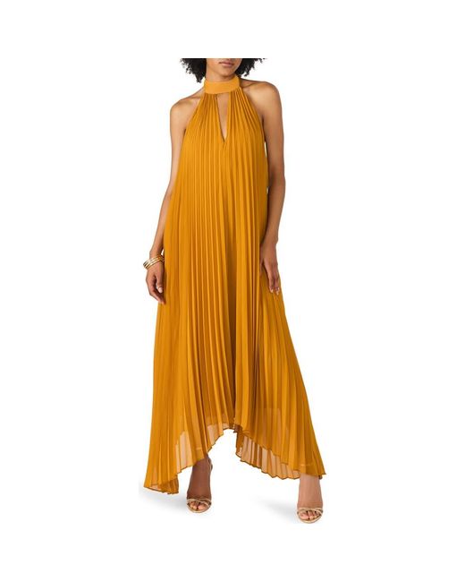 Steve Madden Brown Maraya Pleated Halter Dress