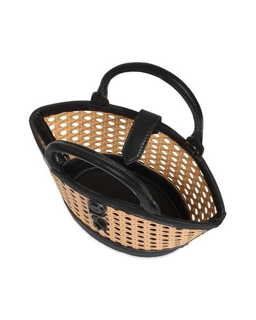 Rebecca Minkoff Metallic Micro Megan Rattan Fan Tote