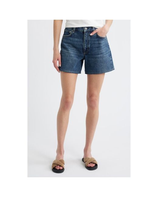 Rag & Bone Blue Kaia High Waist Relaxed Fit Denim Shorts