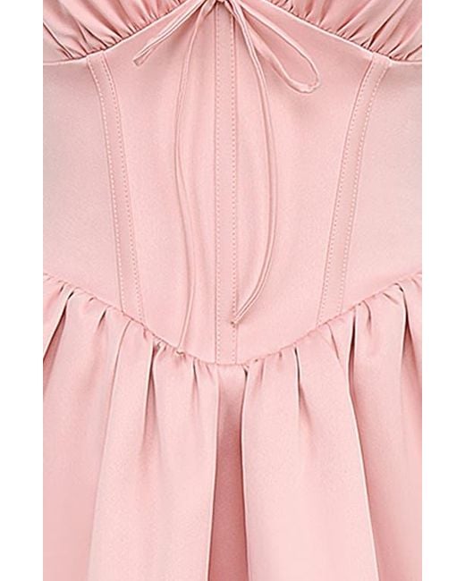 House Of Cb Pink Emmeliette Satin Minidress