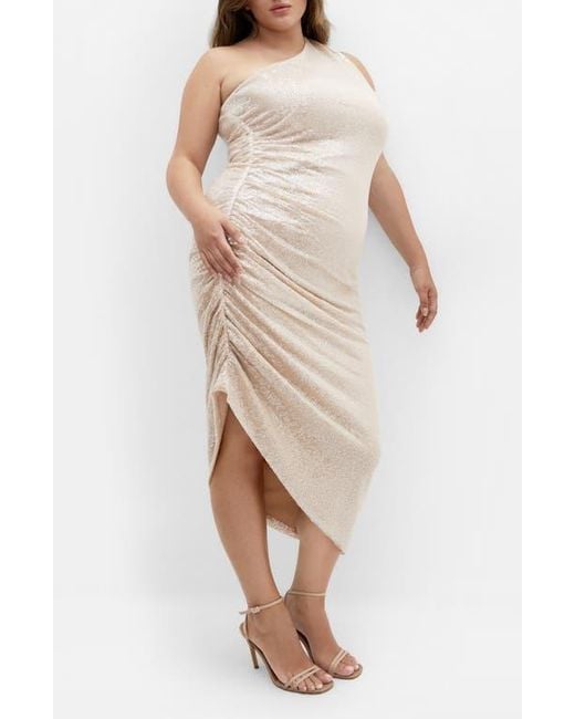 City Chic Women's Natural Violeta Sequin One Shoulder Dress