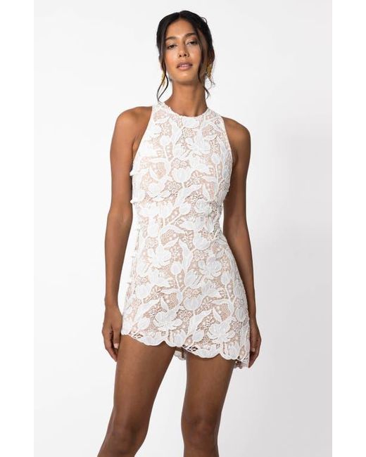 SAU LEE White Silba Floral Lace Cocktail Dress