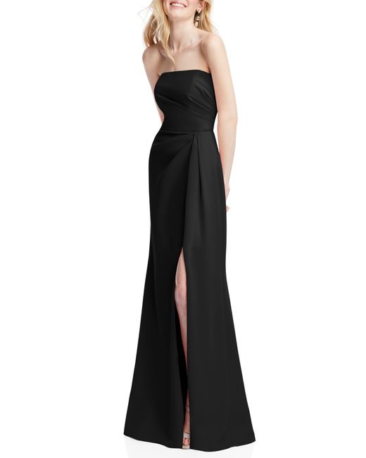 After Six Black Strapless Crepe Trumpet Gown