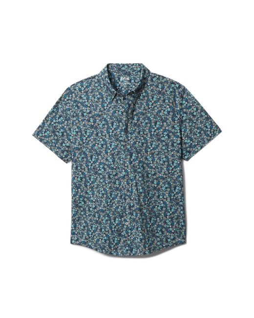Rhone Blue Commuter Short Sleeve Performance Button-down Shirt for men