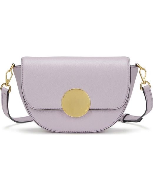 orYANY Purple Lottie Leather Saddle Crossbody Bag