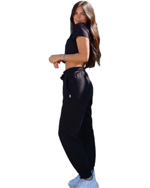 Fabletics Black Year Round Terry High-Waisted Sweatpant