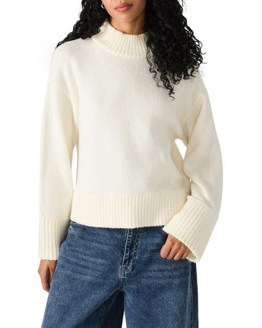 Steve Madden White Ivi Mock Neck Sweater