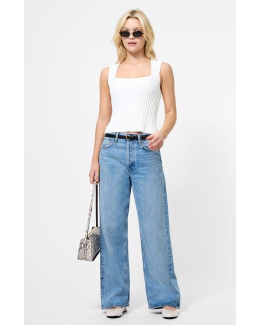 French Connection White Ottoman Crinkle Sleeveless Top