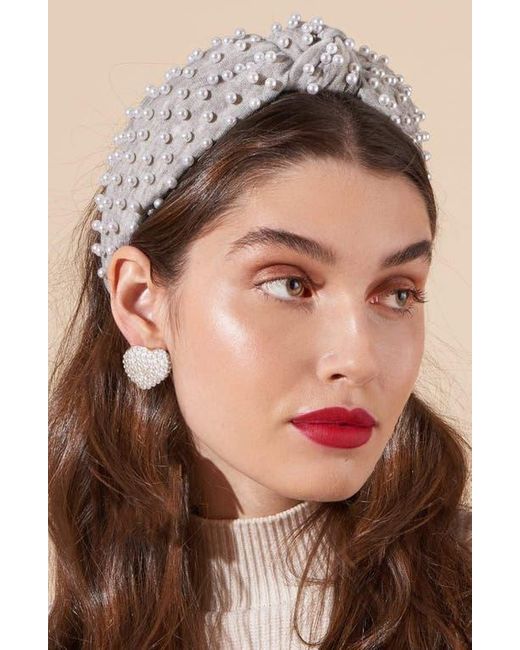 Lele Sadoughi White Heart Button Stud Earrings