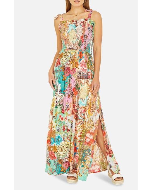 Yumi' Multicolor Patchwork Split Hem Maxi Dress