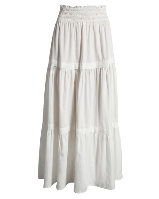 LoveShackFancy White Phia Tiered Maxi Skirt