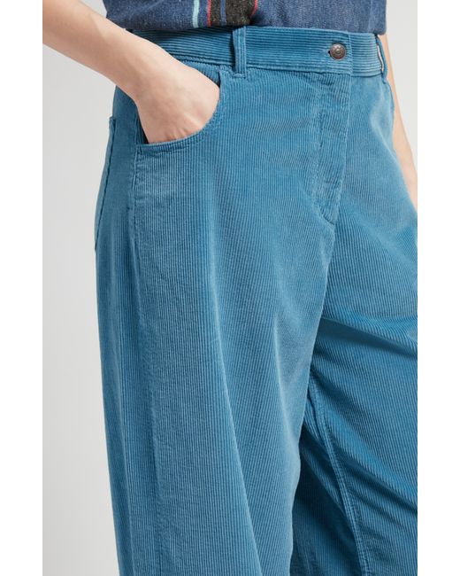 The Row Blue Chan Wide Leg Cotton Corduroy Pants