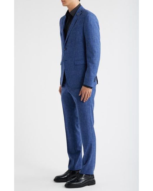 John Varvatos Blue Varick Slim Fit Slub Wool & Linen Blend Suit for men