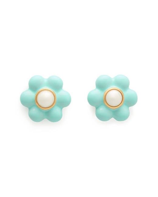 Kate Spade Blue Petal Puff Stud Earrings