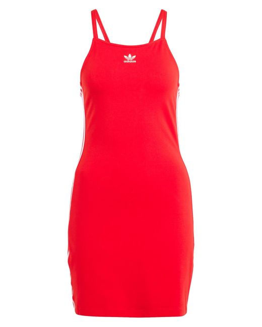 Adidas Red 3-stripes Lifestyle Cotton Blend Minidress