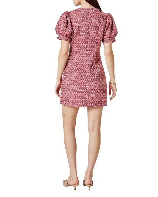 Endless Rose Red Puff Sleeve Tweed Minidress