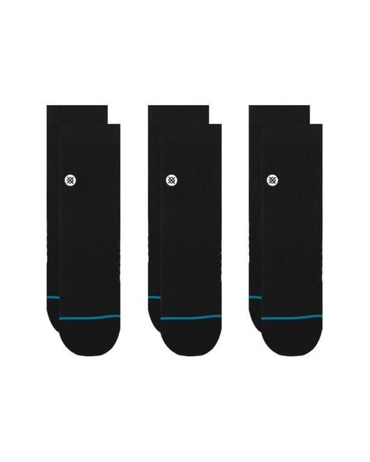 Stance Black Icon 3-Pack Quarter Crew Socks