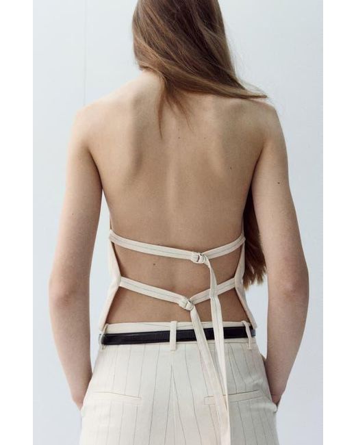 Mango White Open Back Halter Top