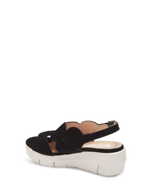 Wonders Black Platform Sandal
