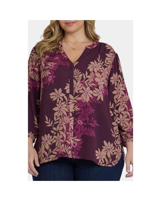 NYDJ Red Pintuck Top