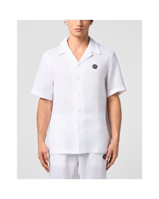 Philipp Plein White Bowling Shirt Basic for men