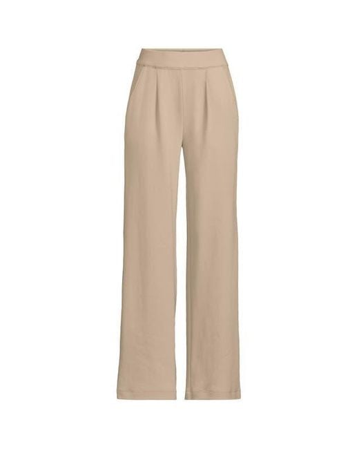Lands' End Natural Knit High Rise Pleated Wide Leg Pants
