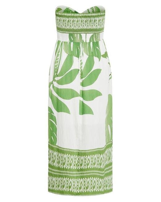 City Chic Green Peta Border Print Strapless Maxi Dress