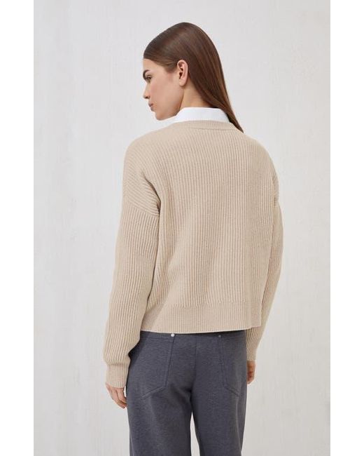 Brunello Cucinelli Natural English Rib Knit Cardigan