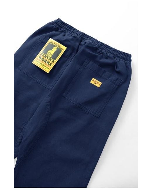 Service Works Blue Organic Cotton Canvas Drawstring Chef Pants for men