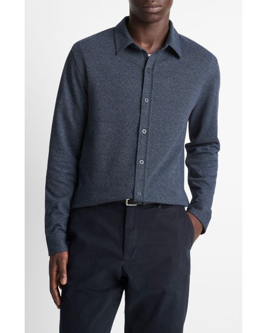 Vince Blue Houndstooth Button-Up Shirt for men