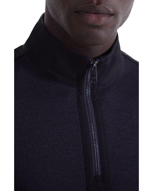 Bugatchi Blue Quarter Zip Pullover for men