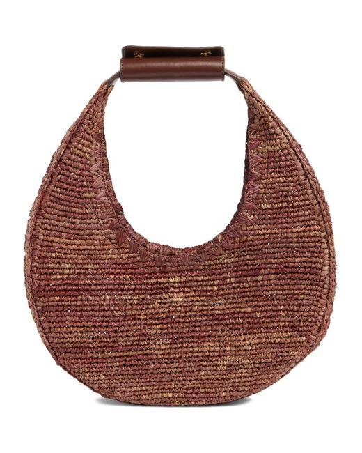 Staud Brown Moon Raffia Top Handle Tote