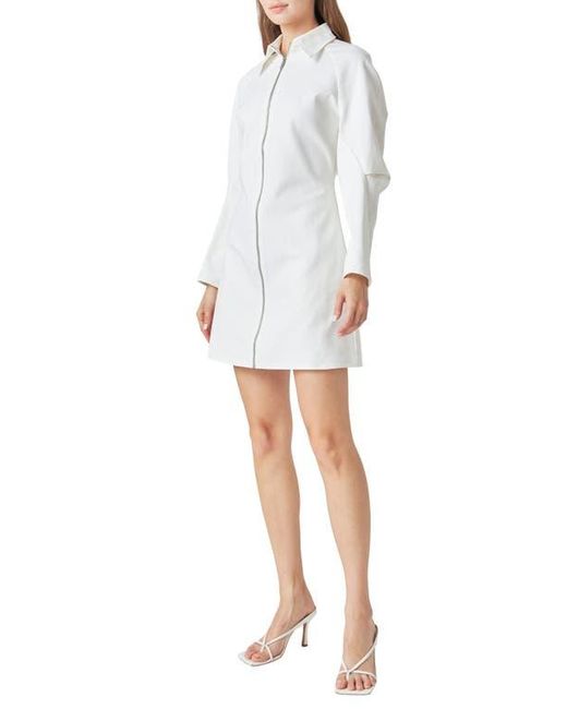 Grey Lab White Long Sleeve Zip Minidress