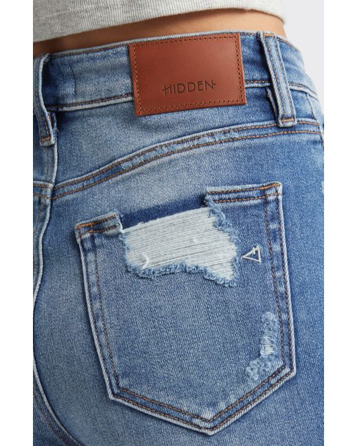 Hidden Jeans Blue Heavy Frayed High Waist Cutoff Denim Shorts