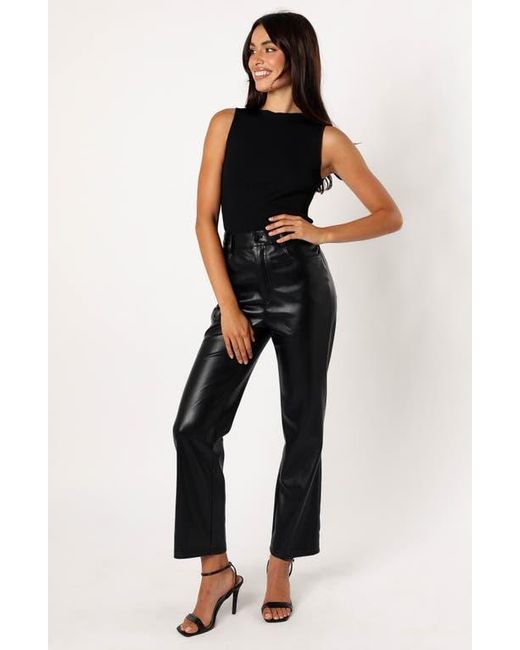 Petal & Pup Black Maverick High Waist Straight Leg Faux Leather Pants