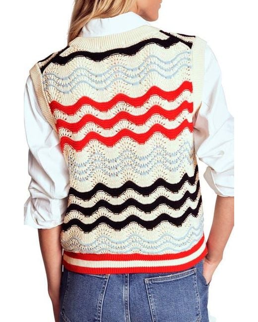 Boden Red Wave Cotton Sweater Vest