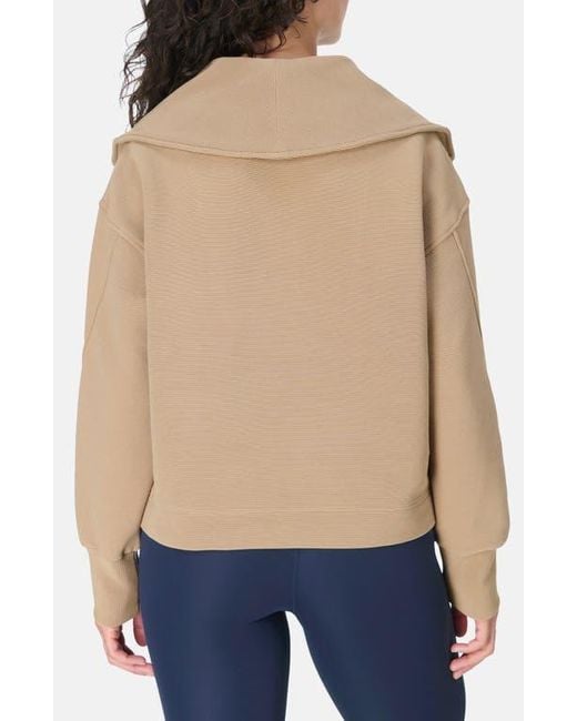 Sweaty Betty Blue Peaceful Rib Half Zip Sweatshirt