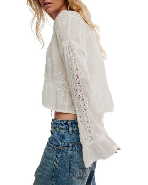 Free People Gray Sweet Love Crop Shirt