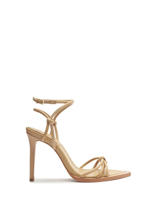 SCHUTZ SHOES Metallic Abby Ankle Strap Pointed Toe Sandal