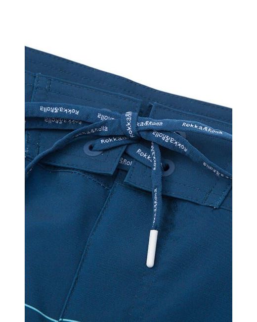 Rokka&Rolla Blue 4-Way Stretch Performance Board Shorts for men