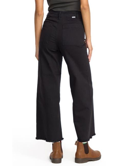 Billabong Women's Black Free Fall Stretch Crop Wide Leg Pants