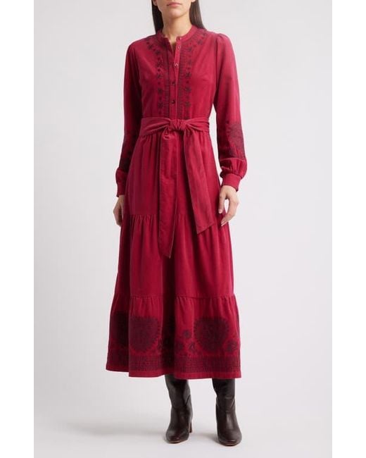 Boden Alba Embroidered Long Sleeve Maxi Dress