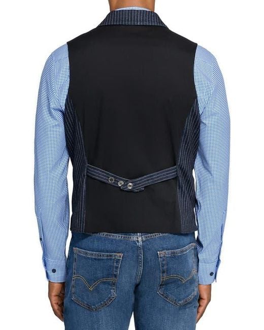 Con.struct Blue Solid Tailored Vest for men